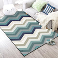 Blue Bedroom Carpet New Arrival Geometric Wave Pattern Carpet Polyester Stain Resistant Carpet