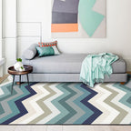 Blue Bedroom Carpet New Arrival Geometric Wave Pattern Carpet Polyester Stain Resistant Carpet