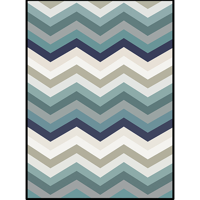 Blue Bedroom Carpet New Arrival Geometric Wave Pattern Carpet Polyester Stain Resistant Carpet