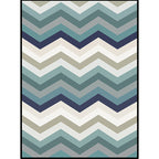 Blue Bedroom Carpet New Arrival Geometric Wave Pattern Carpet Polyester Stain Resistant Carpet