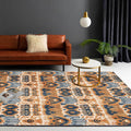 Yellow Bedroom Rug Southwest Tribal Pattern Area Rug Polyester Non-slip Stain Resistant Rug