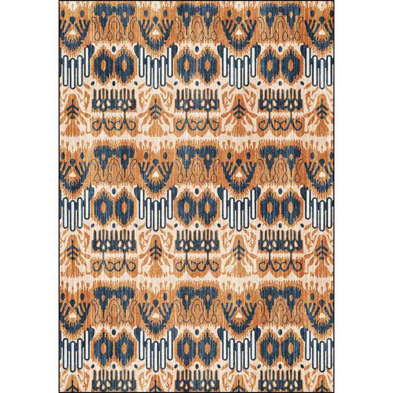 Yellow Bedroom Rug Southwest Tribal Pattern Area Rug Polyester Non-slip Stain Resistant Rug
