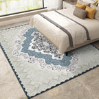 Mediterranean Moroccan rug in blue and gray medallion pattern rug polyester non-slip rug for home decor