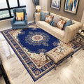 Blue and gray bedroom rug Moroccan medallion floral pattern area rug polyester non-slip washable rug