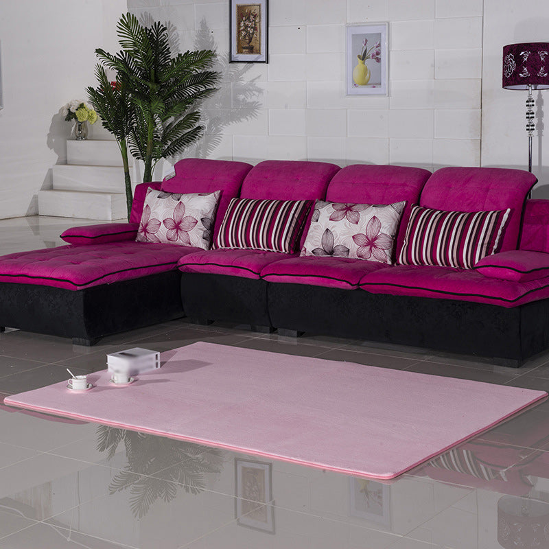 Casual Living Room Rug in Green and Pink Solid Color Rug Polyester Pet-Friendly Area Rug