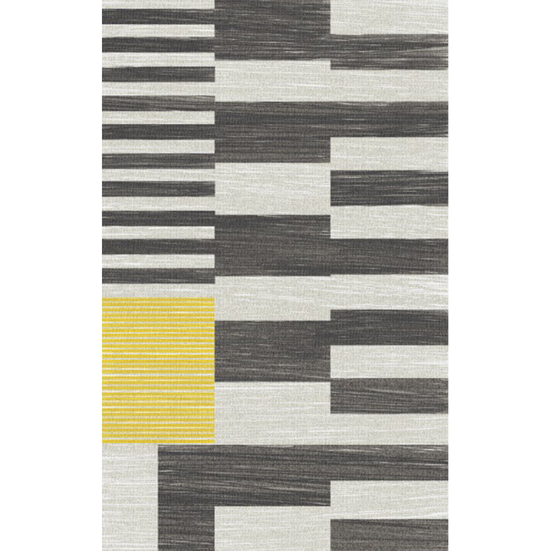 Minimalist modern rug in gray and brown geometric rectangular pattern rug polyester non-slip rug for home decor