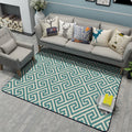 Modern living room carpet in green geometric Greek key print carpet polyester pet-friendly area rug