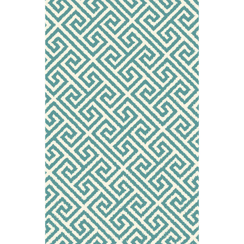 Modern living room carpet in green geometric Greek key print carpet polyester pet-friendly area rug