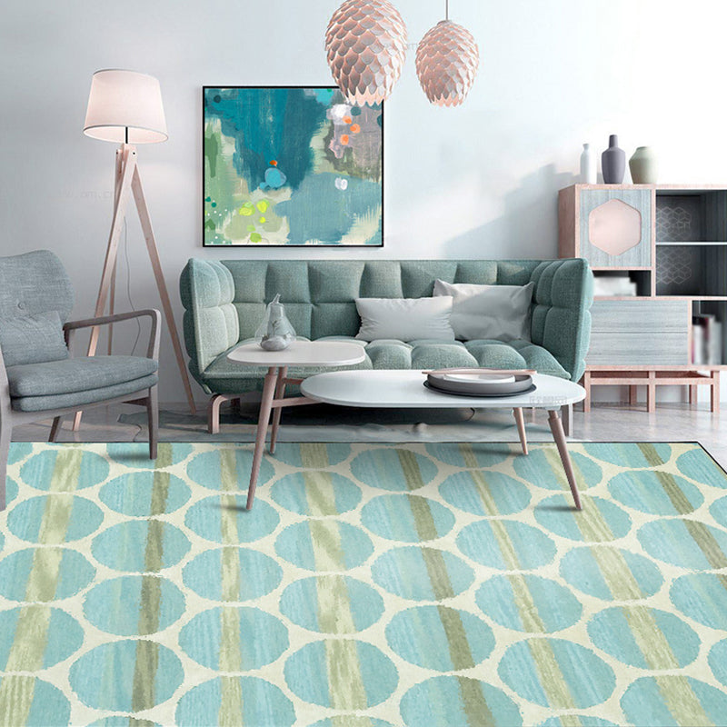 New Modern Carpet in Turquoise Geometric Circle Pattern Carpet Polyester Machine Washable Flooring for Home Decor