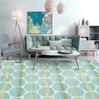 New Modern Carpet in Turquoise Geometric Circle Pattern Carpet Polyester Machine Washable Flooring for Home Decor