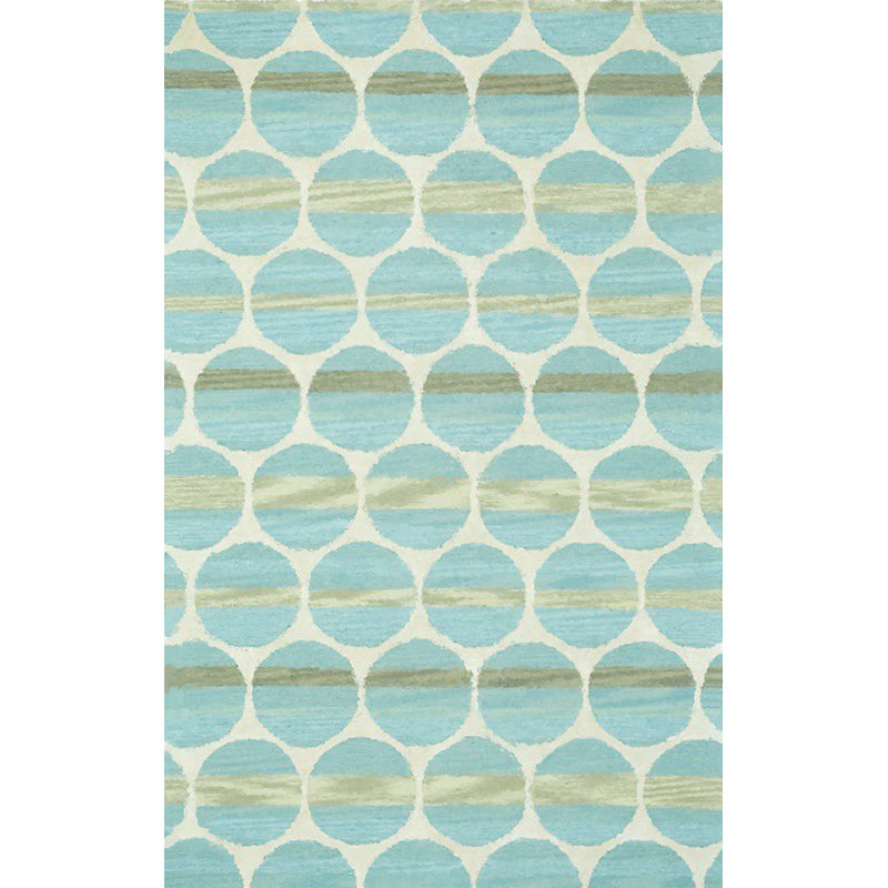 New Modern Carpet in Turquoise Geometric Circle Pattern Carpet Polyester Machine Washable Flooring for Home Decor