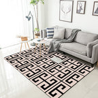 Brown bedroom rug modern geometric pattern area rug polyester non-slip backing washable rug
