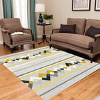 Gray Bedroom Rug Modern Geometry Diamond Stripe Pattern Rug Polyester Washable Pet-Friendly Rug