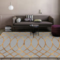 Casual modern rug in gray geometry curved lines pattern rug polyester pet-friendly rug for home decor