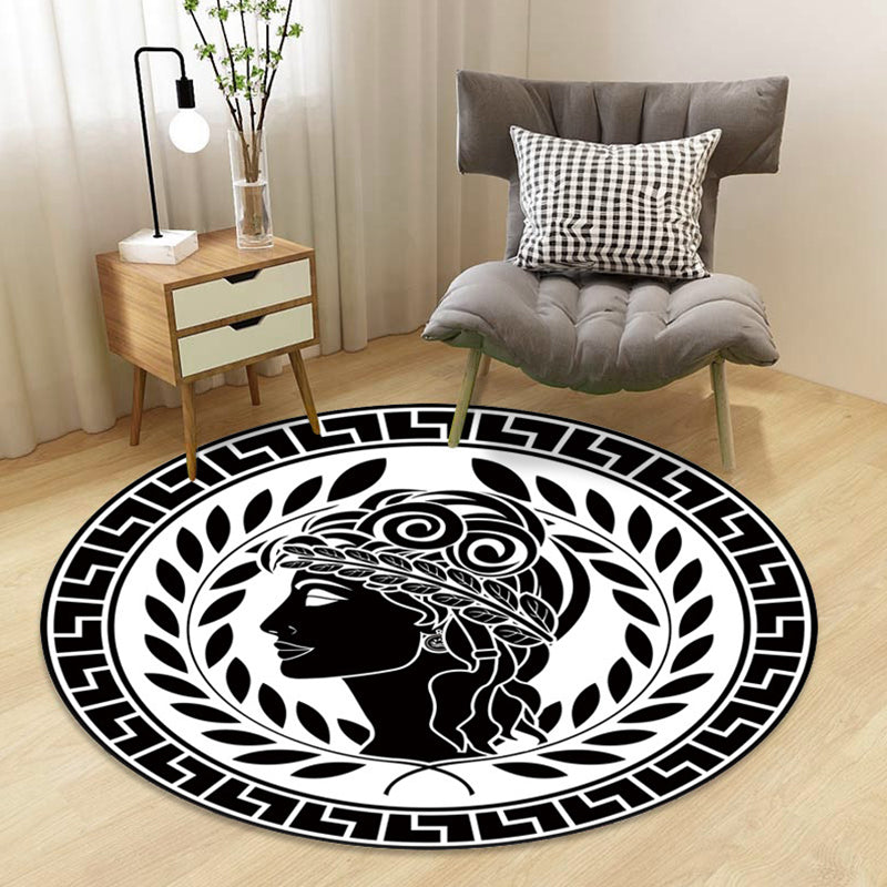 Stylish children's rug in black and yellow fairy tale bunny bear snowman pattern rug polyester washable rug for the children's room