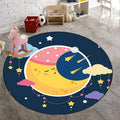 Blue Children's Room Carpet Children's Fairy Tale Moon Stars Pattern Carpet Polyester 
Non-Slip Back Carpet