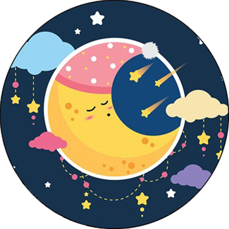 Blue Children's Room Carpet Children's Fairy Tale Moon Stars Pattern Carpet Polyester 
Non-Slip Back Carpet