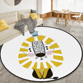 White Children's Room Rug Children's Animal Lion Pattern Rug Polyester Non-Slip Backing Rug