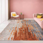 Orange Bedroom Rug Modern Abstract Pattern Rug Polyester Stain Resistant Washable Carpet