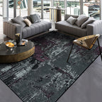 Gray Bedroom Carpet Modern Abstract Cement Pattern Area Rug Polyester Washable Non-Slip Rug