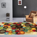 Simple modern rug in yellow abstract circle pattern rug polyester non-slip washable rug for home decor