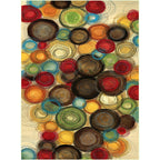 Simple modern rug in yellow abstract circle pattern rug polyester non-slip washable rug for home decor