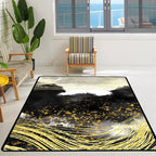 Black and white bedroom rug Modern abstract ink painting line bird pattern area rug polyester washable rug