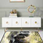 Black and white bedroom rug Modern abstract ink painting line bird pattern area rug polyester washable rug
