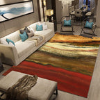 Modern living room rug in red and green Abstract stone texture printed rug Polyester non-slip rug
