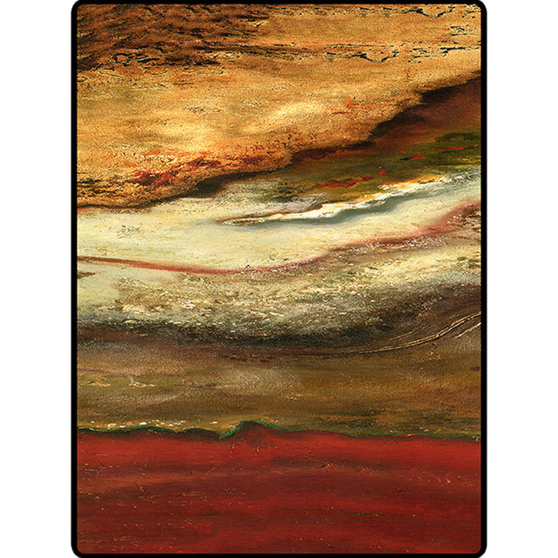 Modern living room rug in red and green Abstract stone texture printed rug Polyester non-slip rug