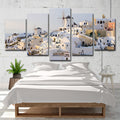 White Santorini Houses Wall Art Multi-Part Globally Inspired Bedroom Canvas Print