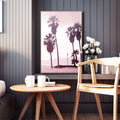 Pink Tropix Canvas Wall Art Areca Nut Palm at the Beach Landscape Wall Decoration for the Living Room