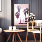 Pink Tropix Canvas Wall Art Areca Nut Palm at the Beach Landscape Wall Decoration for the Living Room