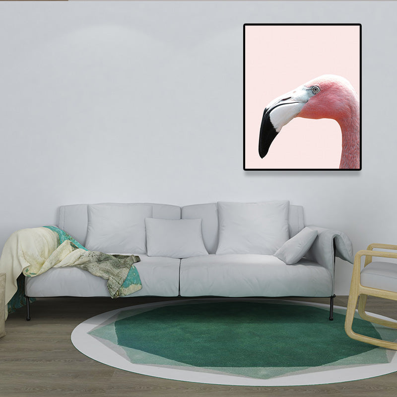 Head of Flamingo Canvas Print Tropical Texture Family Room Wall Art in Pink