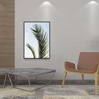 Tropics Palm Tree Branch Canvas Green-Blue Textured Wall Decoration for Dining Room