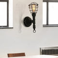 Vintage Industrial Coated Wall Lamp 1 Light Metal Wall Mount Light with Water Pipe in Black for Dining Room