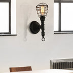 Vintage Industrial Coated Wall Lamp 1 Light Metal Wall Mount Light with Water Pipe in Black for Dining Room