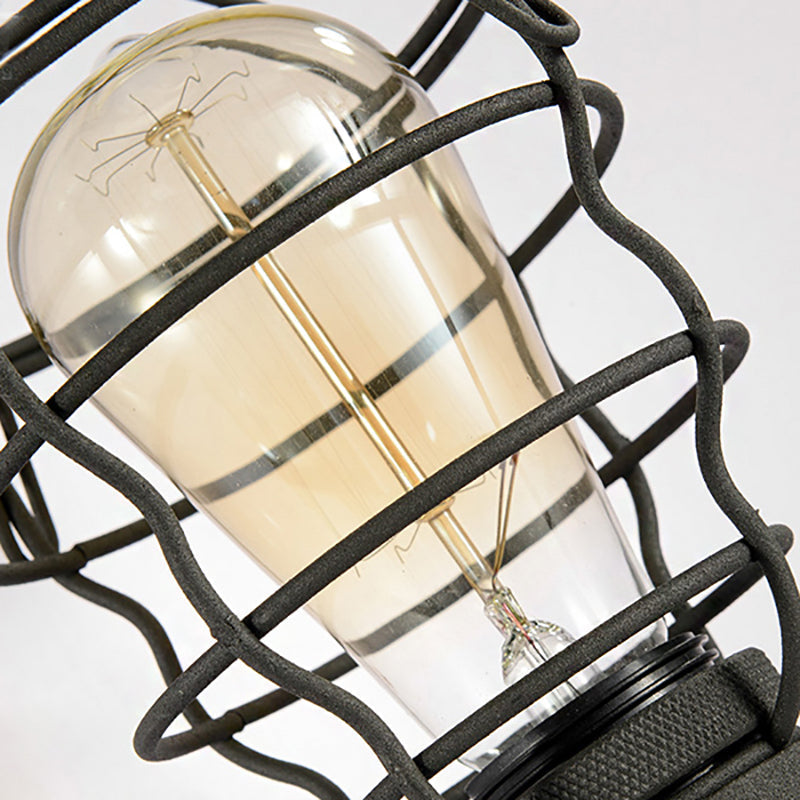 Vintage Industrial Coated Wall Lamp 1 Light Metal Wall Mount Light with Water Pipe in Black for Dining Room