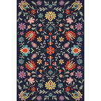 Classic floral pattern rug with leaves Marine Polyester rug Machine washable Non-slip rug for the bedroom