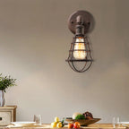 Wire Frame Iron Wall Lamp with Pipe Farmhouse 1 Head Dining Room Mini Wall Lamp in Rust