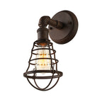 Wire Frame Iron Wall Lamp with Pipe Farmhouse 1 Head Dining Room Mini Wall Lamp in Rust