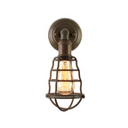 Rust Finish Mini Wall Lamp with Cage Shade Antique Style Iron 1 Light Farmhouse Wall Mount Lighting