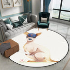 White Children's Room Rug Children's Animal Bear Dog Panda Pattern Area Rug Polyester Non-Slip Back Rug