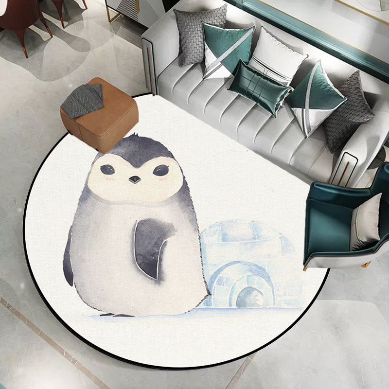 White Children's Room Rug Children's Animal Bear Dog Panda Pattern Area Rug Polyester Non-Slip Back Rug