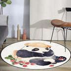 White Children's Room Rug Children's Animal Bear Dog Panda Pattern Area Rug Polyester Non-Slip Back Rug