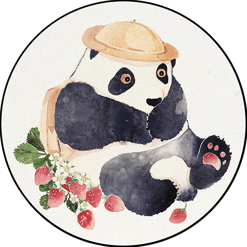 White Children's Room Rug Children's Animal Bear Dog Panda Pattern Area Rug Polyester Non-Slip Back Rug