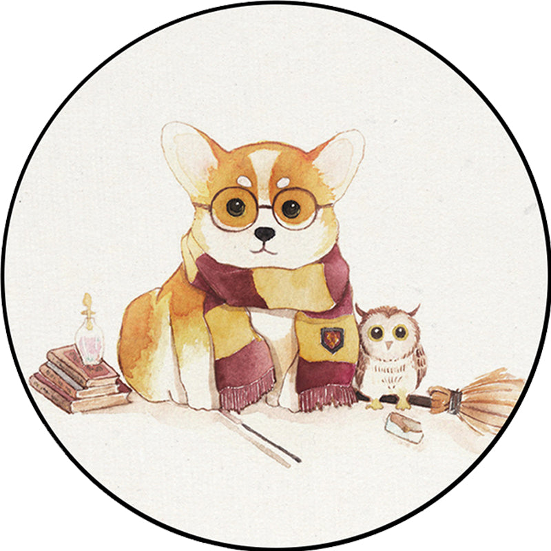 White Children's Room Rug Children's Animal Bear Dog Panda Pattern Area Rug Polyester Non-Slip Back Rug