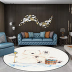 White Children's Room Rug Children's Animal Bear Dog Panda Pattern Area Rug Polyester Non-Slip Back Rug