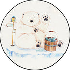 White Children's Room Rug Children's Animal Bear Dog Panda Pattern Area Rug Polyester Non-Slip Back Rug