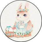 Cute Kids Rug in White Animal Owl Rabbit Sloth Pattern Rug Polyester Non-Slip Washable Rug for the Children's Room